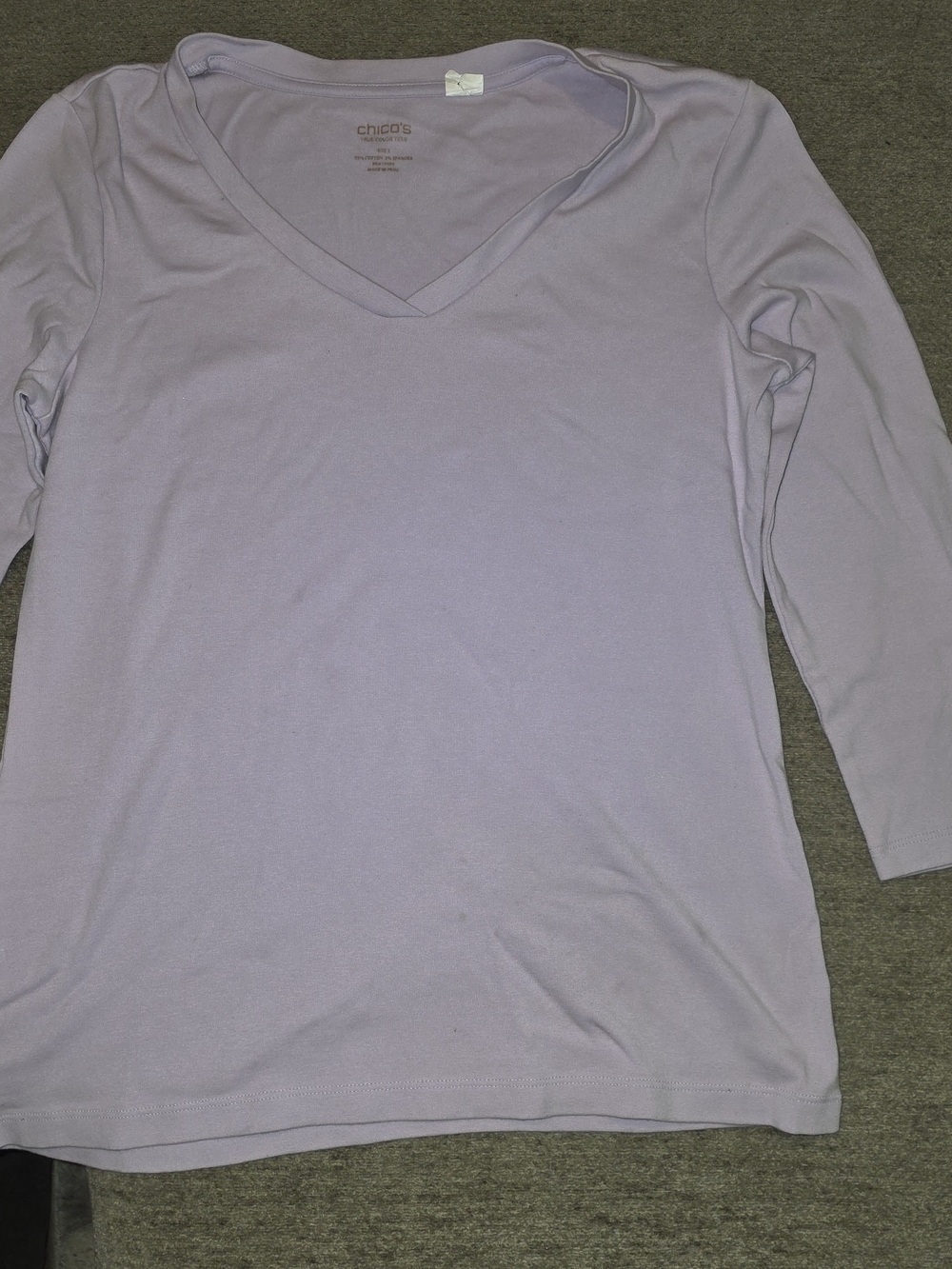 Chico's Lilac V-Neck Long Sleeve Top Size 1